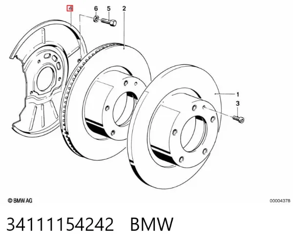 Захист гальмівного диска, переднього, правого 34111154242 BMW