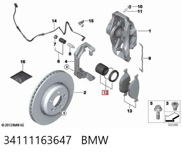 Ремкомплект переднього супорту 34111163647 BMW