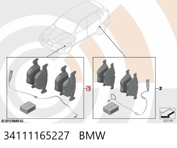 Передні тормозні колодки 34111165227 BMW