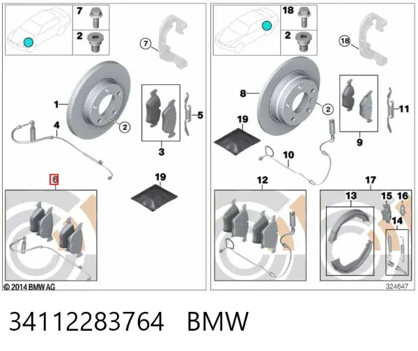 Передні тормозні колодки 34112283764 BMW