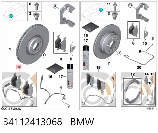 Передні тормозні колодки 34112413068 BMW
