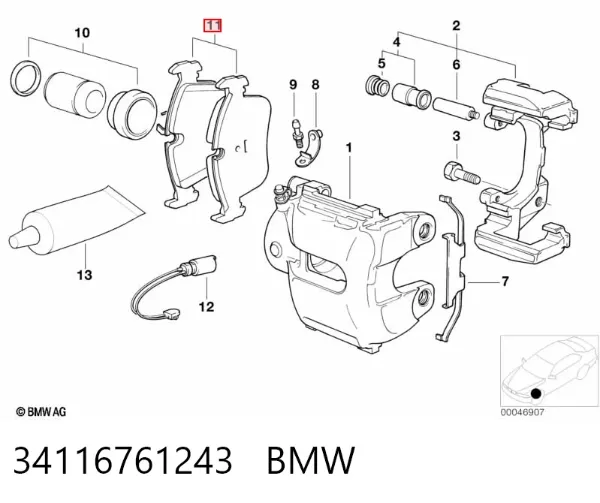 Передні тормозні колодки 34116761243 BMW