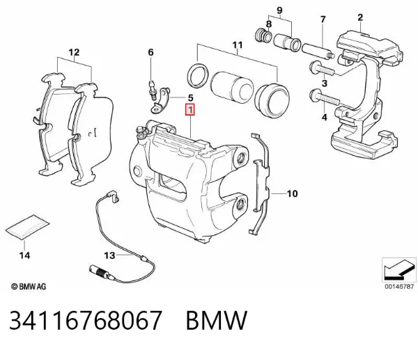 Супорт гальмівний передній лівий 34116768067 BMW