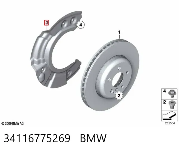 Захист гальмівного диска, переднього, лівого 34116775269 BMW