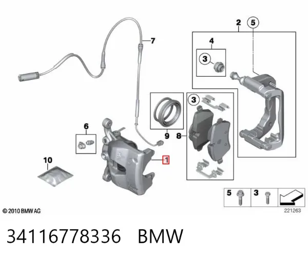 Супорт гальмівний передній правий 34116778336 BMW