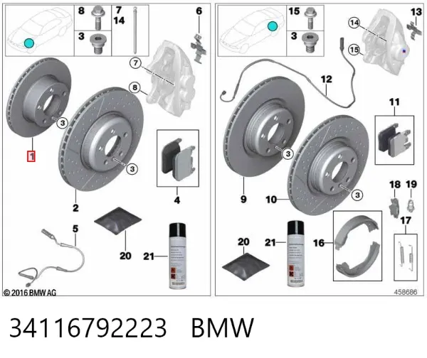 Гальмівні диски передні 34116792223 BMW