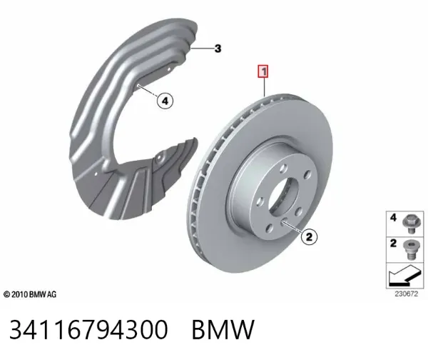 Гальмівні диски передні 34116794300 BMW