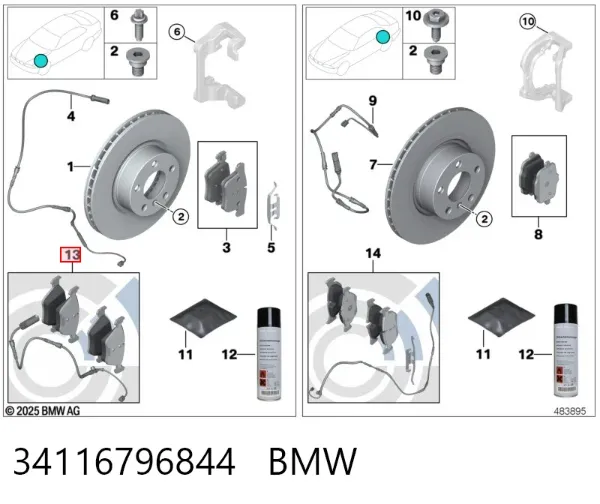 Передні тормозні колодки 34116796844 BMW