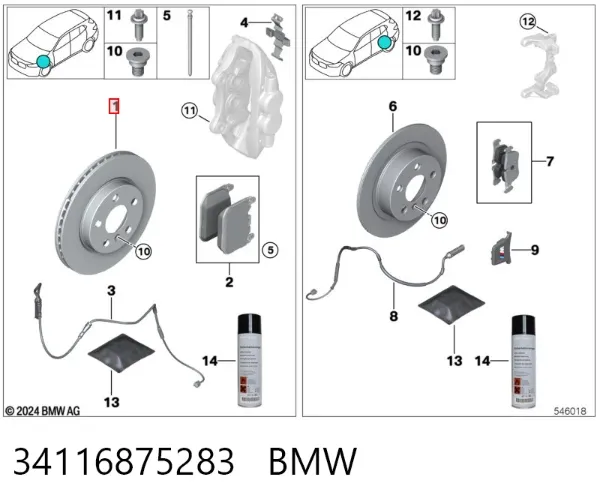 Гальмівні диски передні 34116875283 BMW
