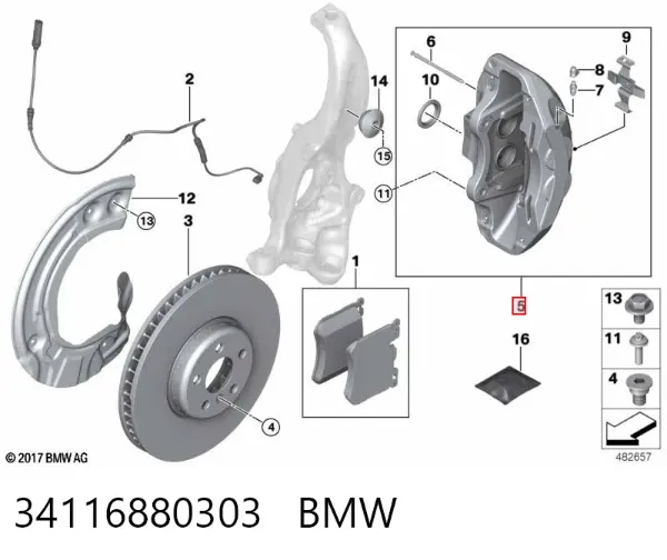 Супорт гальмівний передній лівий 34116880303 BMW