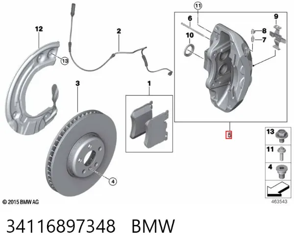 Супорт гальмівний передній правий 34116897348 BMW