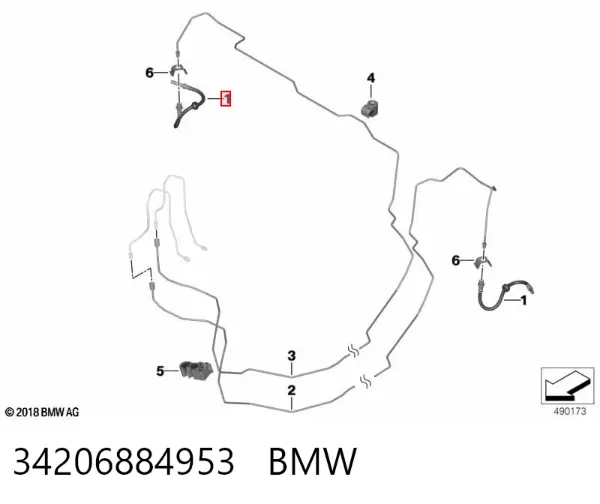 Шланг гальмівний задній 34206884953 BMW