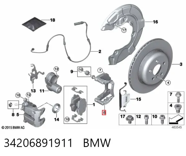 Скоба супорту заднього 34206891911 BMW