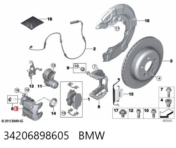 Супорт задній лівий 34206898605 BMW