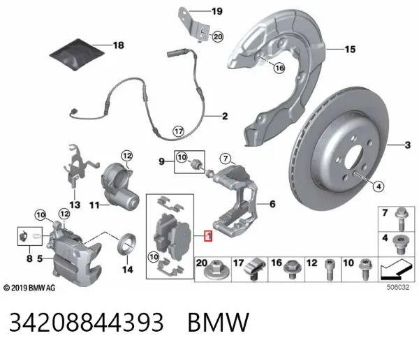 Задні гальмівні колодки 34208844393 BMW