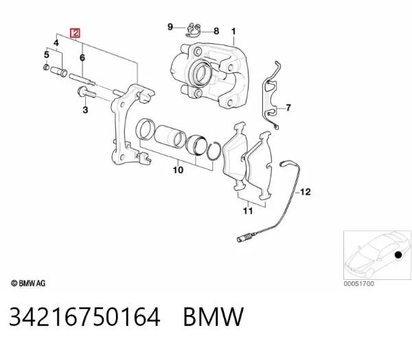 Скоба супорту заднього 34216750164 BMW