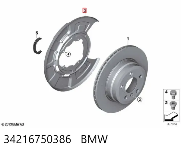 Захист гальмівного диска заднього, правого 34216750386 BMW