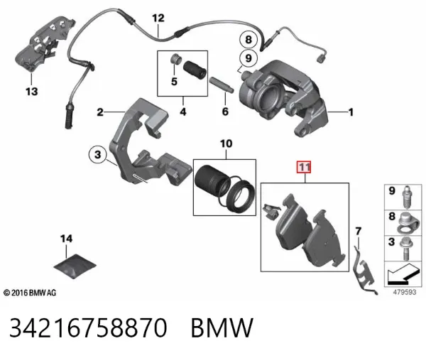 Задні гальмівні колодки 34216758870 BMW