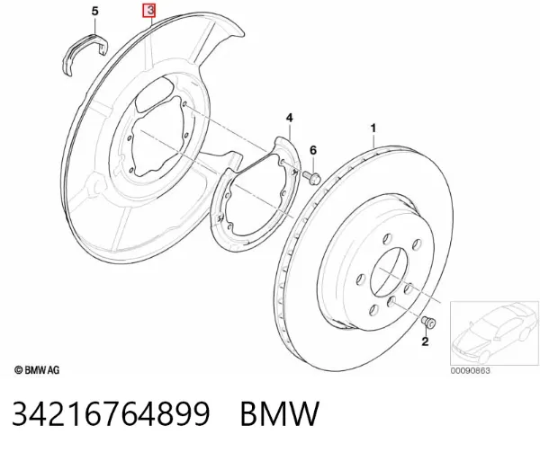 Захист гальмівного диска заднього, лівого 34216764899 BMW