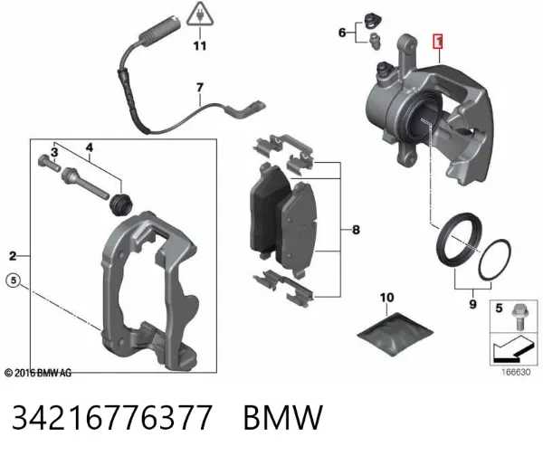 Супорт задній лівий 34216776377 BMW