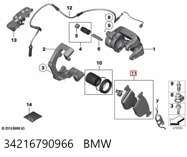 Задні гальмівні колодки 34216790966 BMW