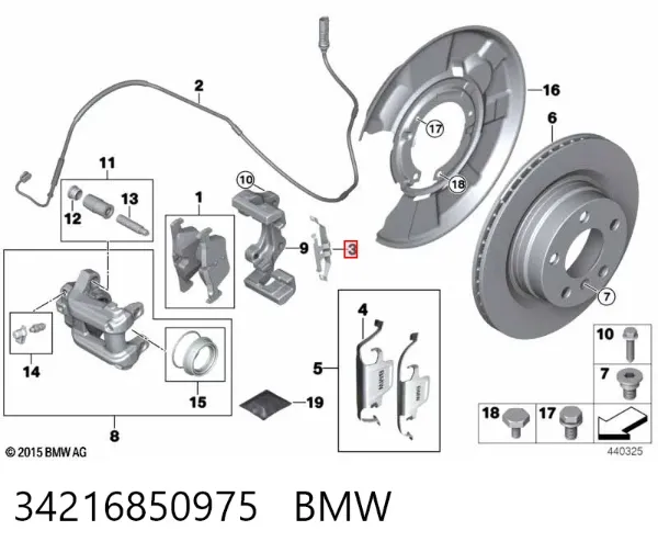 Задні гальмівні колодки 34216850975 BMW