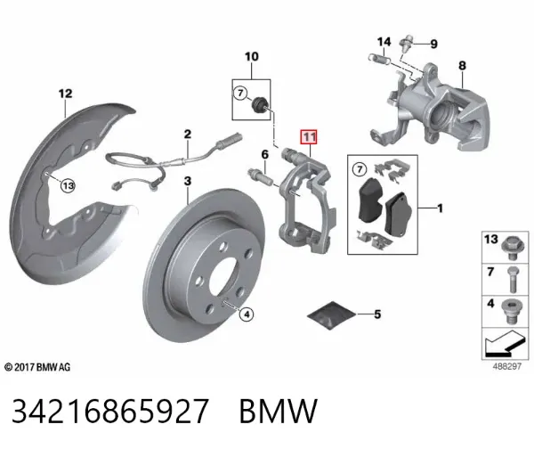 Скоба супорту заднього 34216865927 BMW