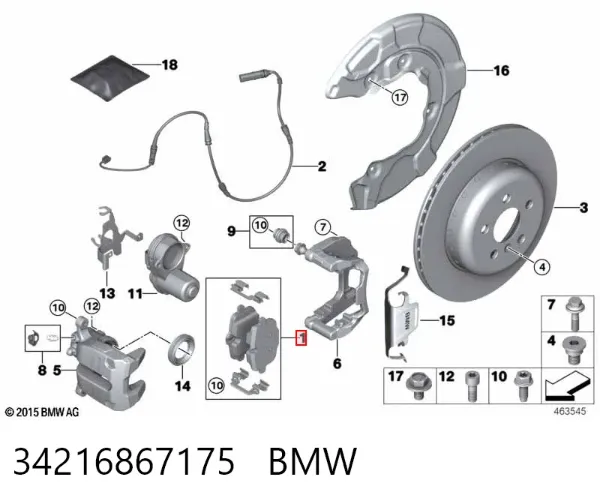 Задні гальмівні колодки 34216867175 BMW