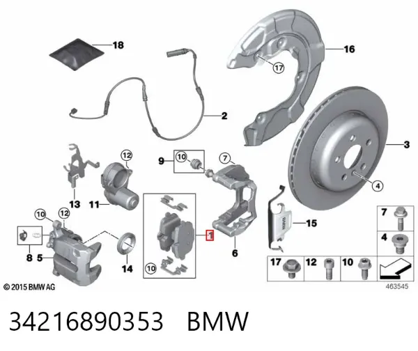 Задні гальмівні колодки 34216890353 BMW