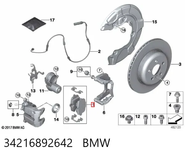 Задні гальмівні колодки 34216892642 BMW