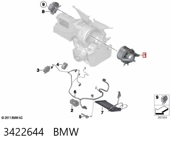 Вентилятора пічки 3422644 BMW