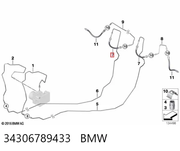 Шланг гальмівний задній 34306789433 BMW
