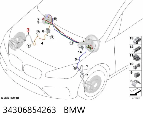 Гальмівні шланги передні 34306854263 BMW