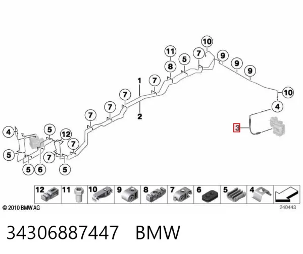 Шланг гальмівний задній 34306887447 BMW