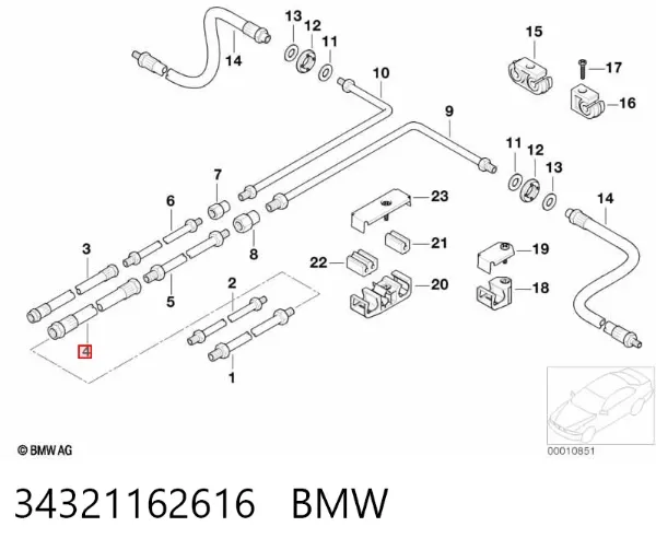 Шланг гальмівний передній, лівий 34321162616 BMW