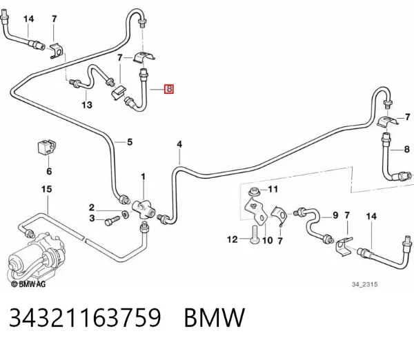 Шланг гальмівний задній 34321163759 BMW