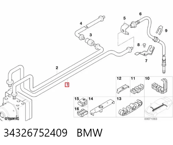Шланг гальмівний задній, правий 34326752409 BMW
