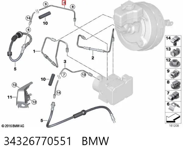 Шланг гальмівний задній, правий 34326770551 BMW