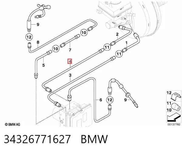 Шланг гальмівний задній, правий 34326771627 BMW