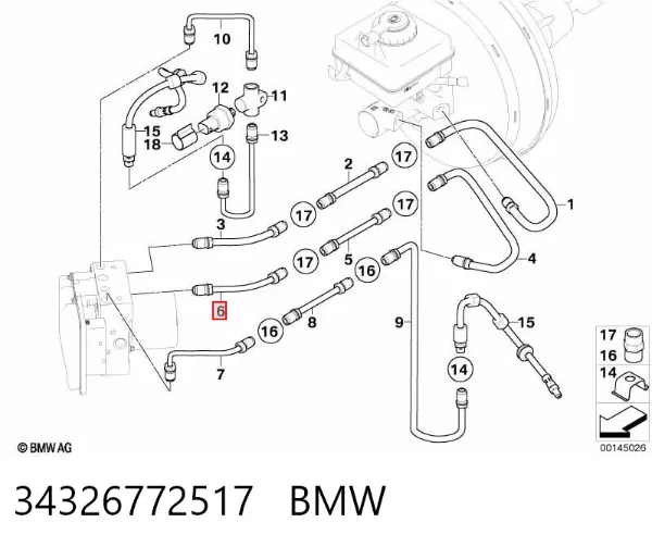 Шланг гальмівний задній, правий 34326772517 BMW