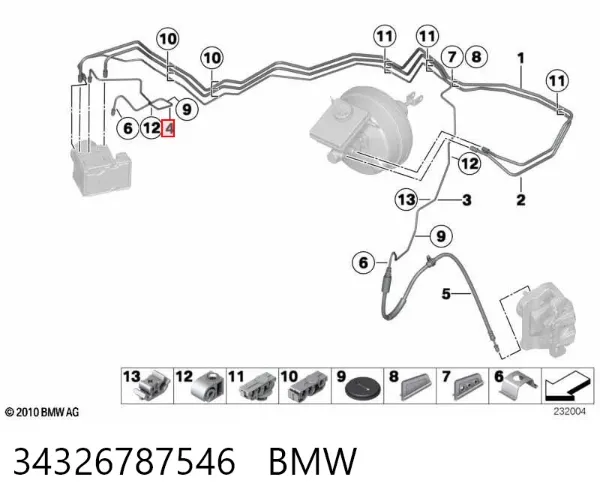 Шланг гальмівний задній, правий 34326787546 BMW