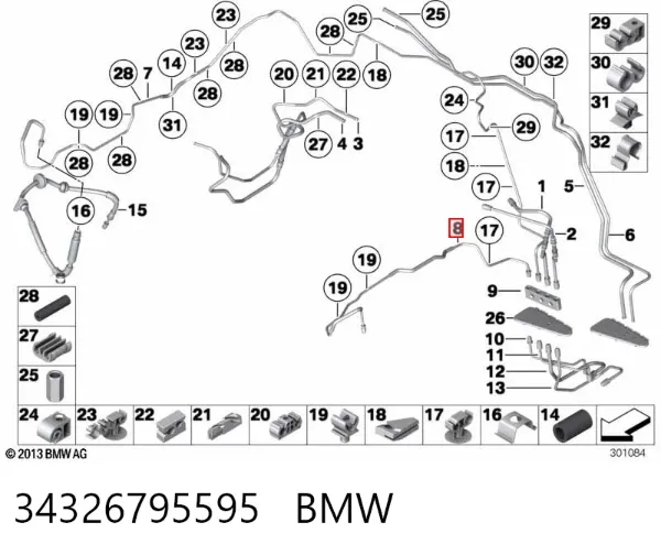 Трубка гальмівна передня ліва 34326795595 BMW