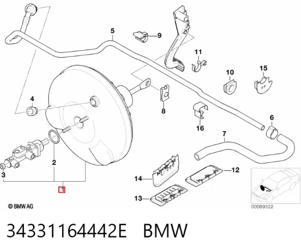 Підсилювач гальм 34331164442E BMW
