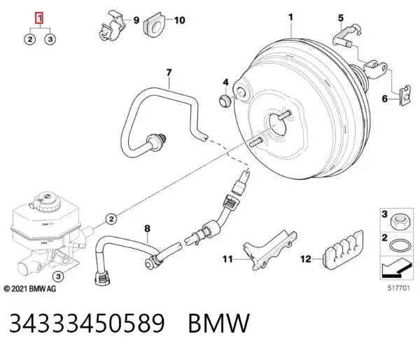 Підсилювач гальм 34333450589 BMW