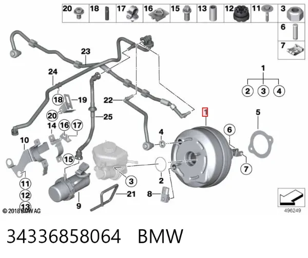 Підсилювач гальм 34336858064 BMW