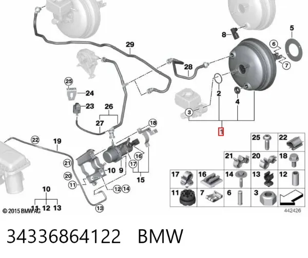 Підсилювач гальм 34336864122 BMW