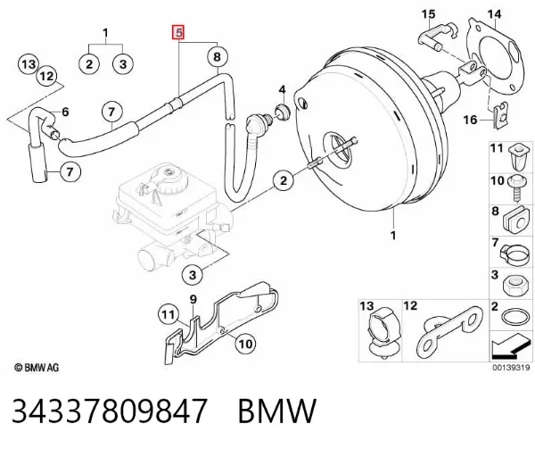 Шланг (патрубок) обігріву дросельної заслінки 34337809847 BMW