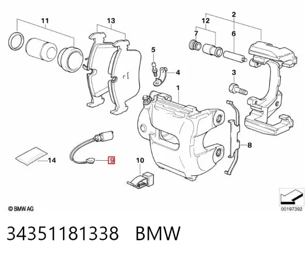 Датчик зносу гальмівних колодок, передній 34351181338 BMW