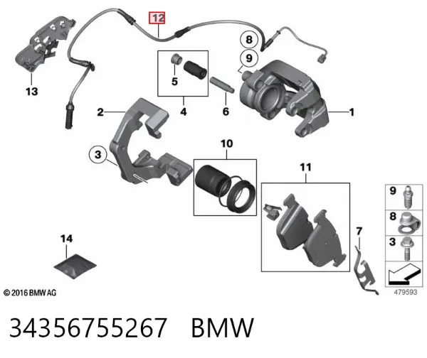 Датчик зносу гальмівних колодок, задній 34356755267 BMW