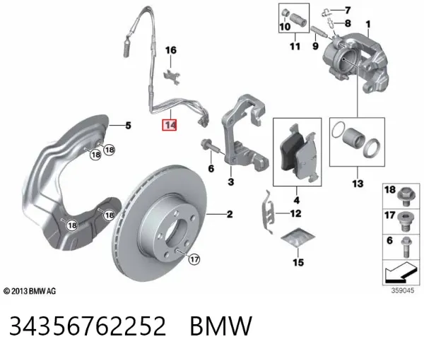 Датчик зносу гальмівних колодок, передній 34356762252 BMW